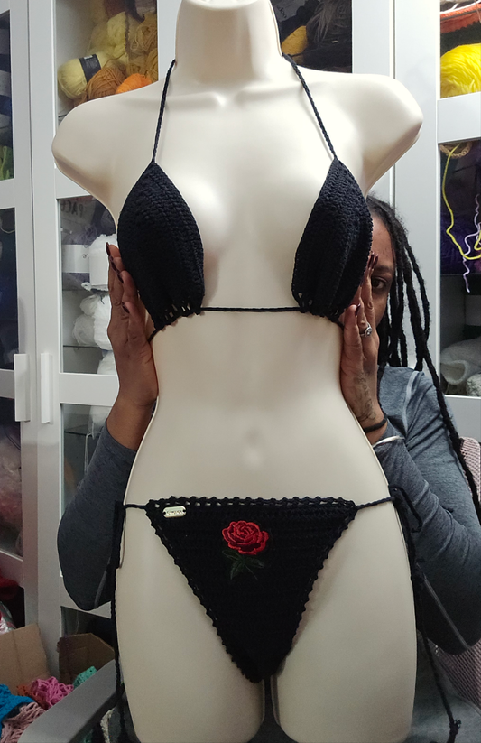 ensembles de bikini rose noire au crochet *déstockage*