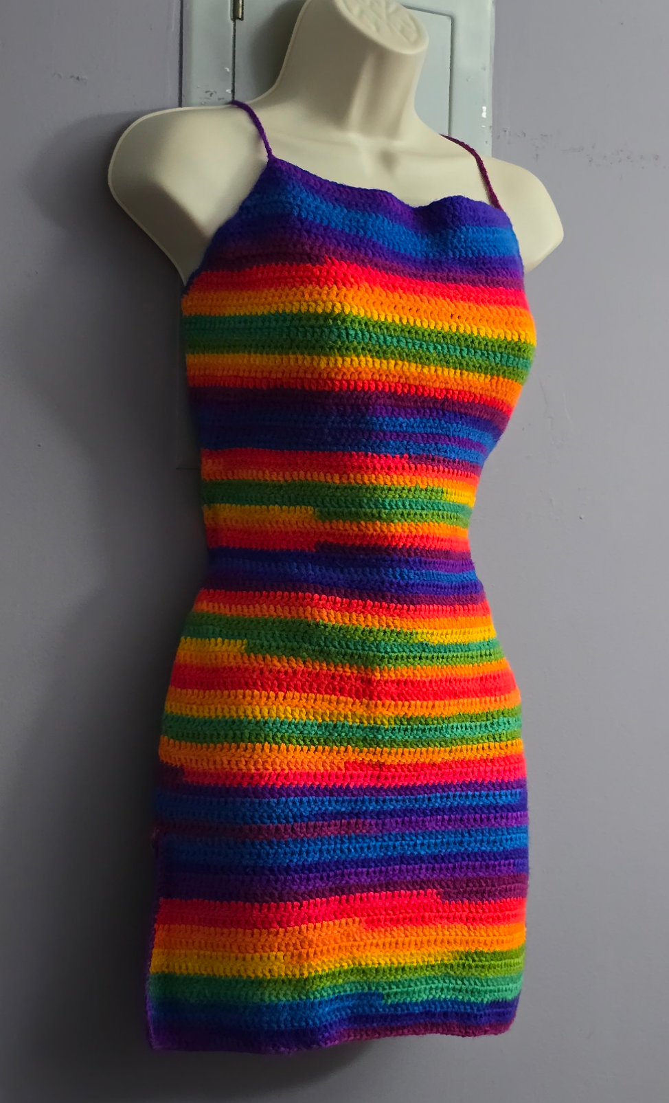 Rainbow mini dress Crochet backless 👗 dress xsmall  | clearances sales size xsmall *