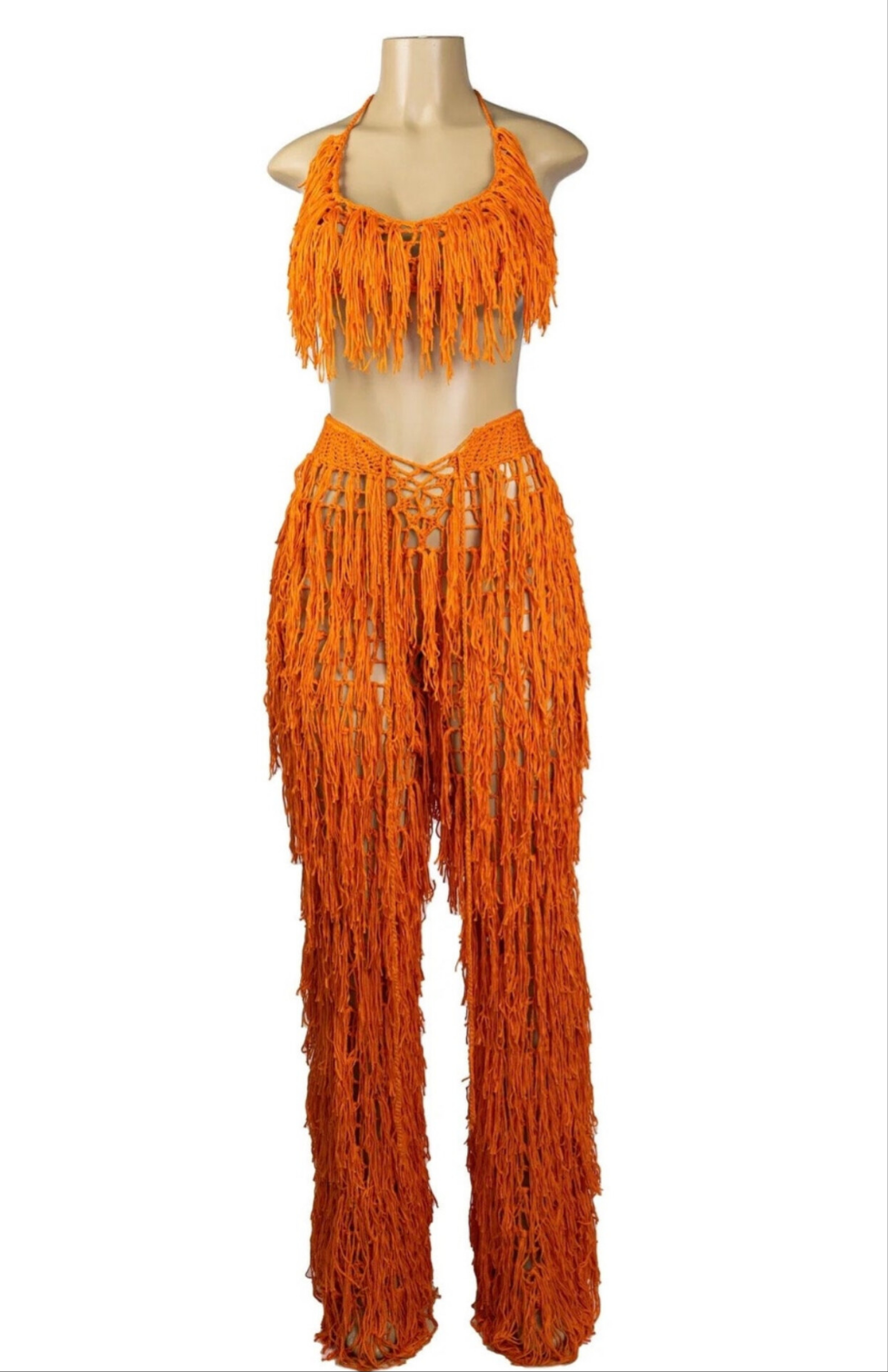 Fringe Long pants with crop top