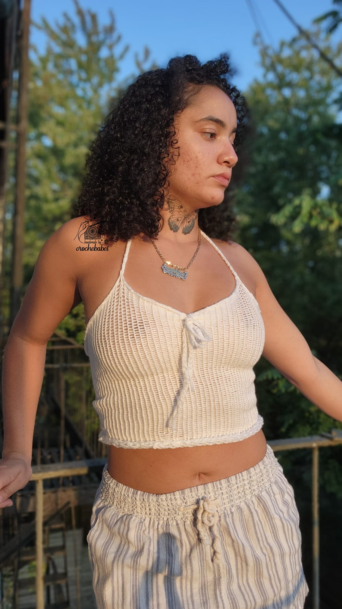 White knitt summer top asymmetrical top