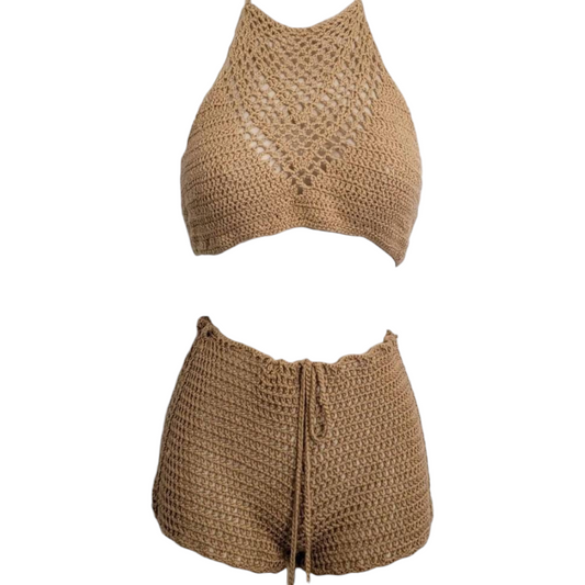 Ensemble deux pièces au crochet pour femme, haut au crochet | vêtements de plage | bikini | durable | vêtements au crochet