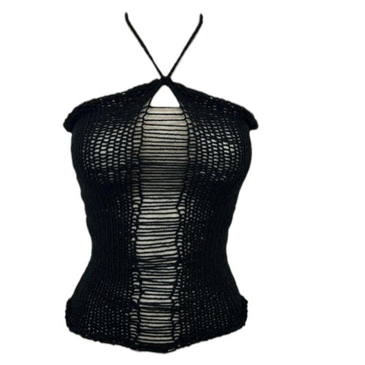 Asymmetrical knitt top ripped up top