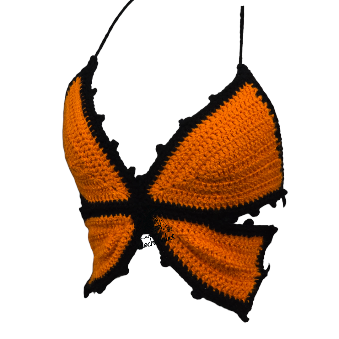 Orange crochet butterfly top