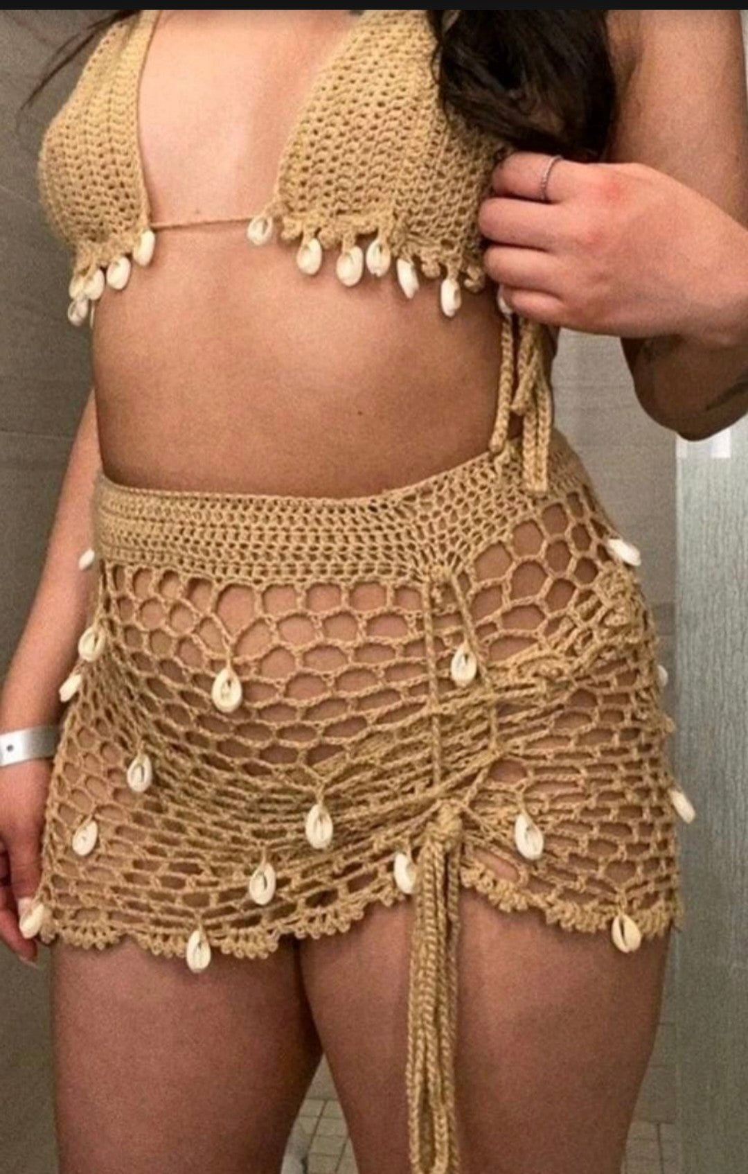 Ensemble deux pièces : haut de bikini à franges au crochet, haut dos nu à franges style bohème, haut court au crochet, haut à franges pour femme, bralette pour femme
