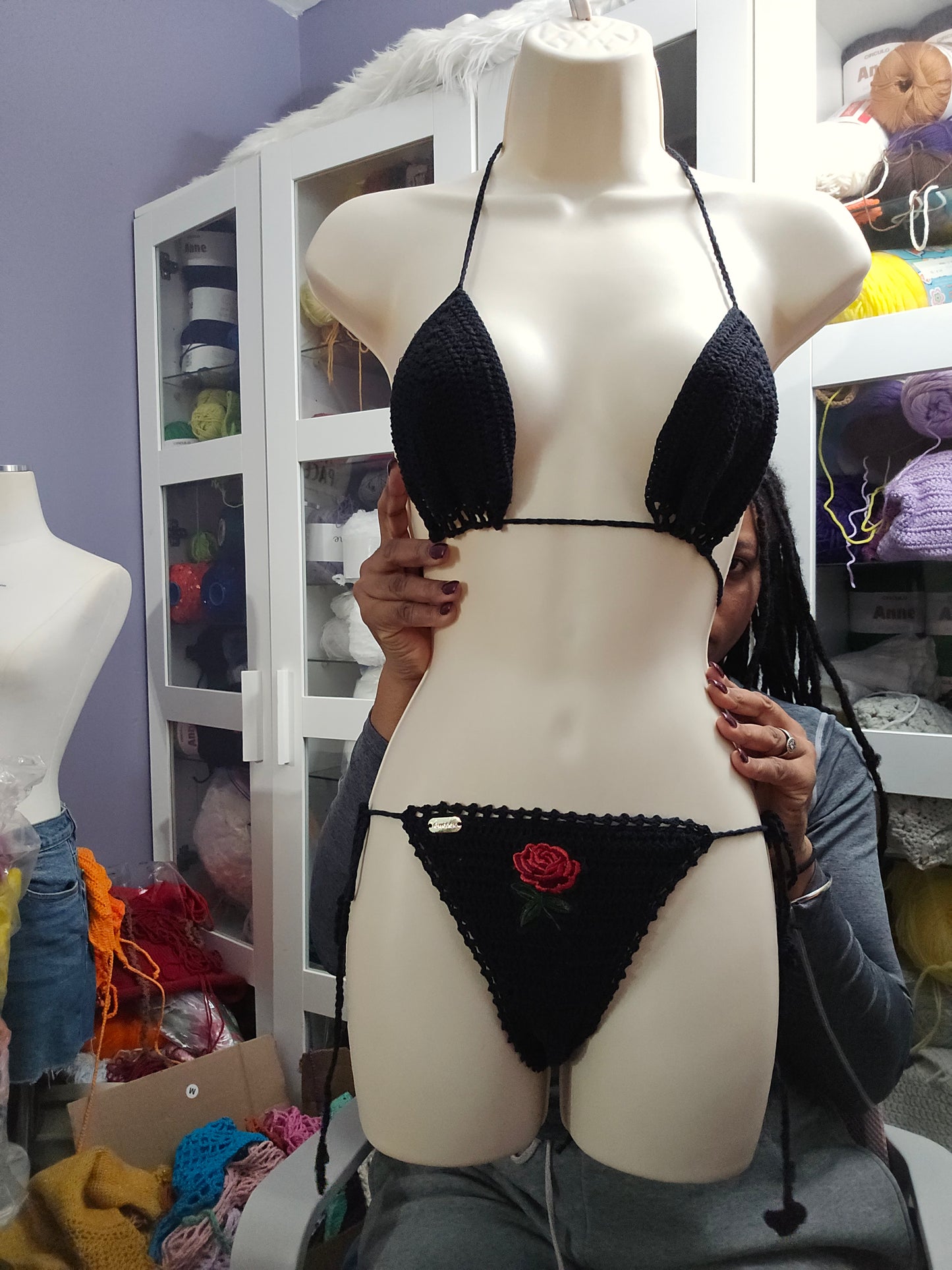 ensembles de bikini rose noire au crochet *déstockage*
