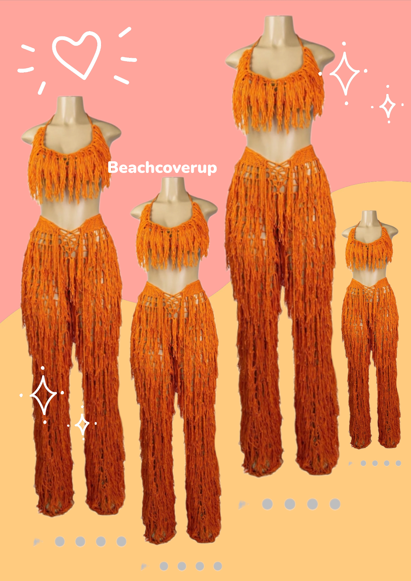 Fringe Long pants with crop top