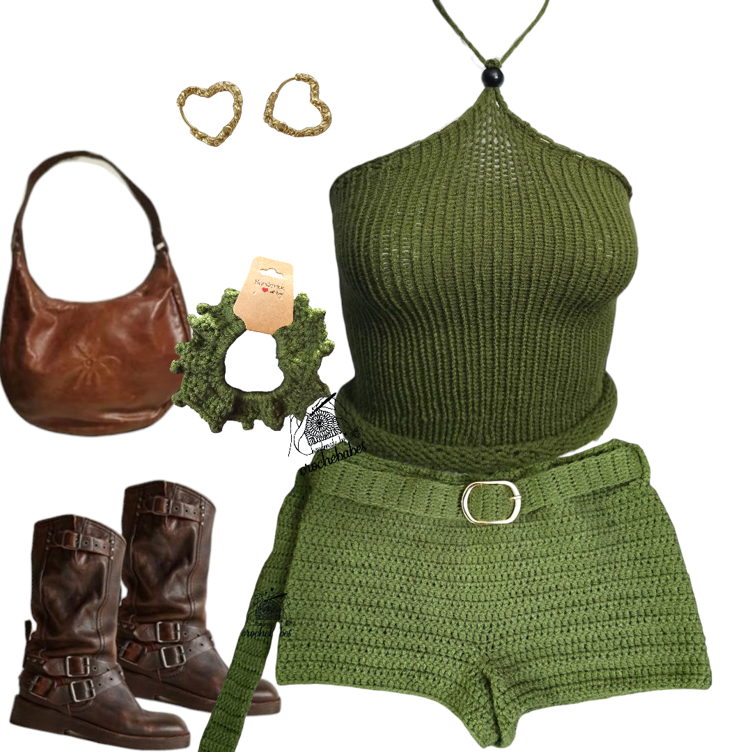 Crochet shorts and halter knitt top Cust