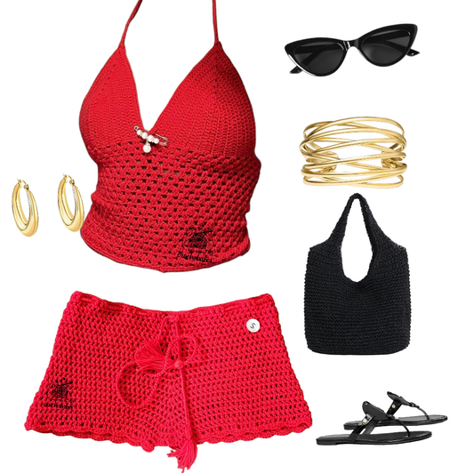 Short crocheté pour festival, vêtements de plage, cache-maillots, vêtements pour femmes | Bikini | Durable | Vêtements crochetés