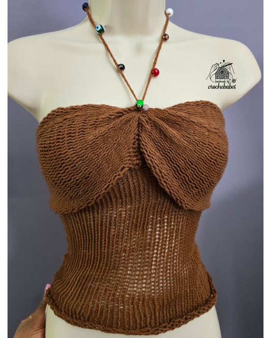 TORI KNITT TOP WITH GLASS  BEADS