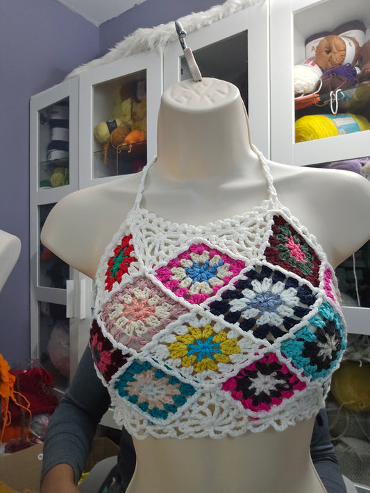 Haut licou carré au crochet Grany taille M | Soldes taille M *