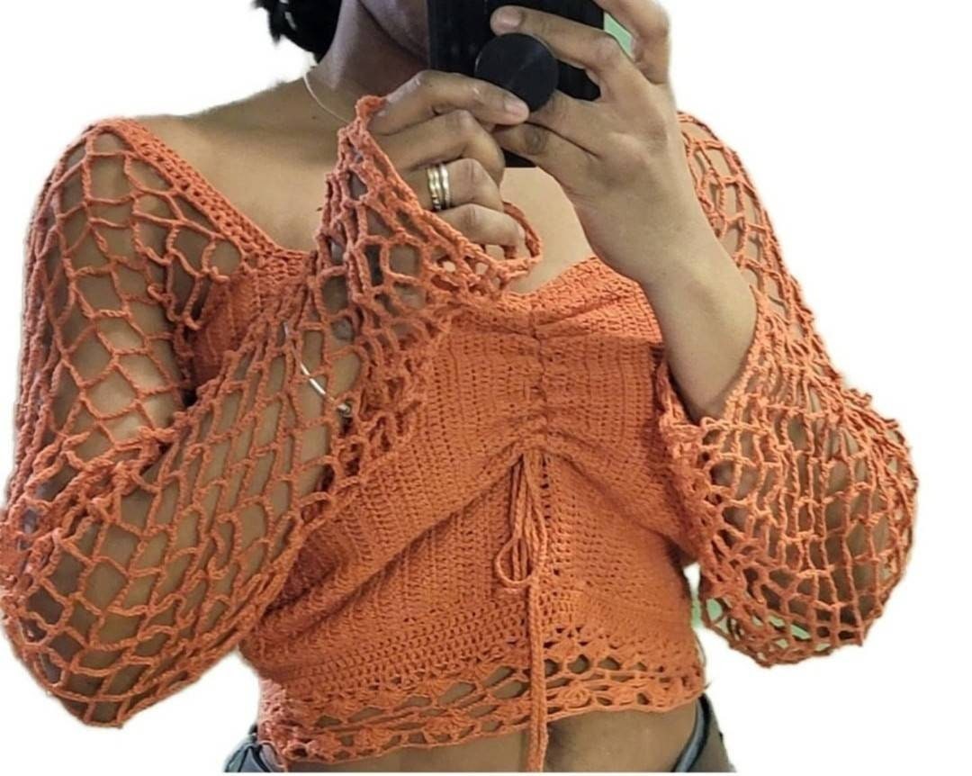 Long Sleeve Crochet Top