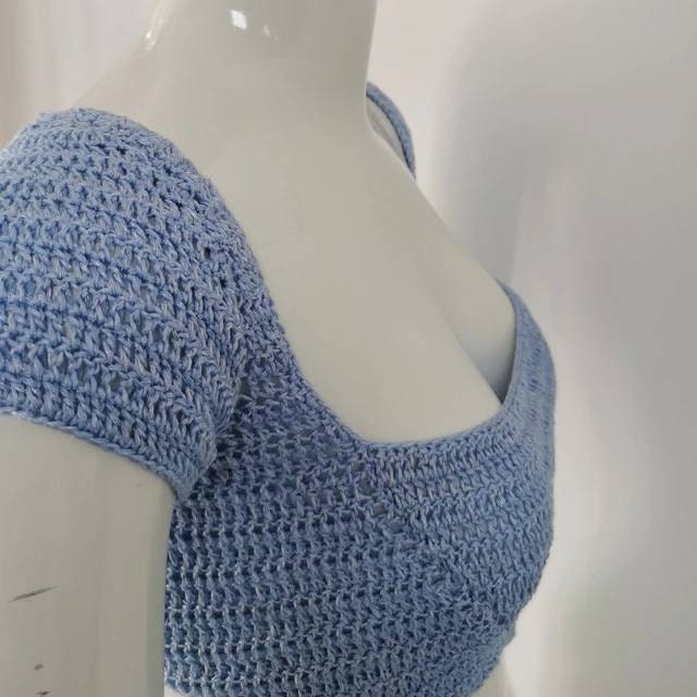 Crochet Tank Top, Handmade Blue Top
